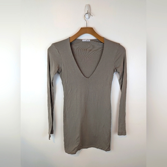 Standard James Perse Light Tan Pima Cotton Long Sleeve Tee, Sz 2 - Picture 1 of 6